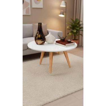 Imagem de Mesa de Centro Retrô Tampo MDF Branco 53cm - Congratulations Store