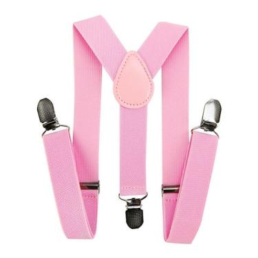 Imagem de Suspensório Adulto Ajustável Liso em Poliéster e Metal Rosa Extra Festas