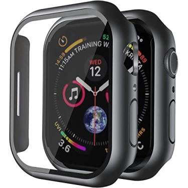 Imagem de Capa Bumper Vidro Temperado compatível com relogio Apple Watch Series 7 41MM e 45MM (45MM, Preto)