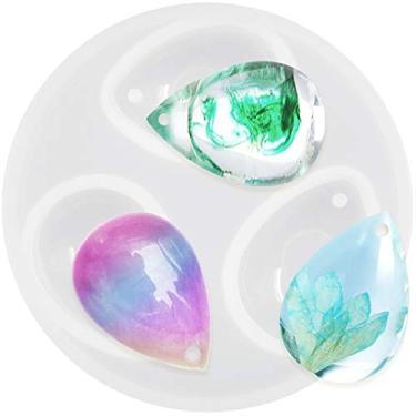 Imagem de FUNSHOWCASE Molde de silicone epóxi com 3 cavidades pequenas de resina com orifício – fabricação de joias, artesanato, decoração de cupcakes de bolo