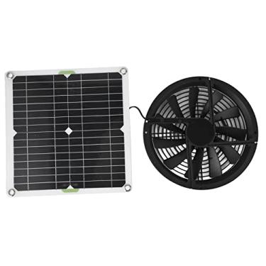 Imagem de Kit de ventilador de painel solar, 100 W 12 V à prova d'água, ventilador de exaustão solar com tela de proteção de metal, ventilador de escape alimentado por energia solar para galinheiros, estufas, galpões, casas de animais de estimação, exaustão de janela