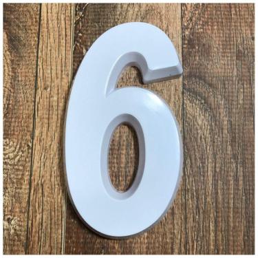 Imagem de Número Residencial 6 Branco 3d 14cm De Altura