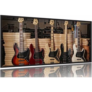 Imagem de Quadros Decorativo Guitarras Fender 130x60 Moldura Preta 2x2