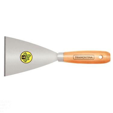 Imagem de Espátula Rígida 10 cm Tramontina em Aço Carbono com Cabo de Madeira Tramontina
