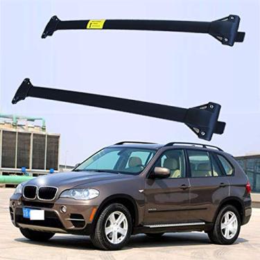 Imagem de UDP 2 peças barras transversais de aço inoxidável preto barras transversais trilho de teto kits de bagagem, adequado para BMW X5 X5M E70 2007-2013