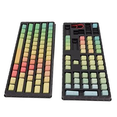 Imagem de Teclas arco-íris, teclas PBT Teclado mecânico de tinta de sublimação com layout curvo para teclado 108/104/87/61