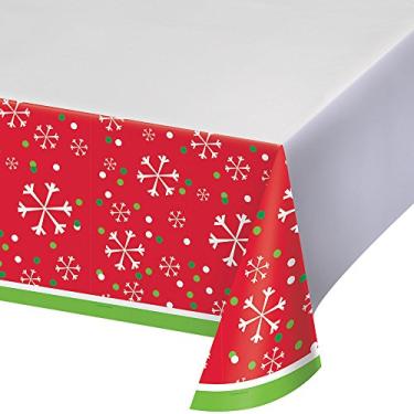 Imagem de Creative Converting Toalha de mesa de plástico com estampa de borda, diversão de flo