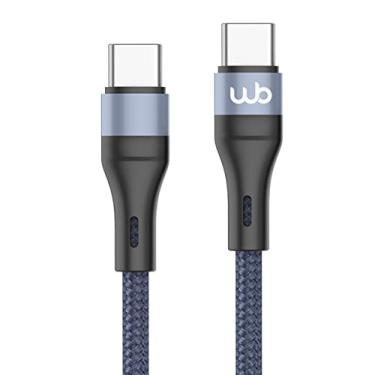 Imagem de WB Cabo USB-C e USB-C 1 metro 60W azul marinho nylon trançado compatível com Apple e Andoid