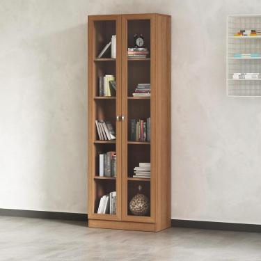 Imagem de Armário Estante Com 2 Portas De Vidro Cr25069 Amendoa