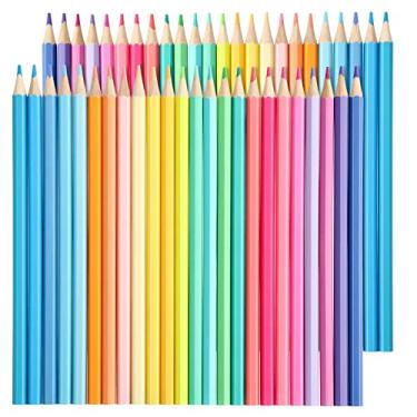 Imagem de 48 pacotes de lápis de cor macaron lápis pastel a óleo suaviza lápis de cor de madeira para adultos crianças desenhar suprimentos para esboços, 24 cores