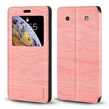 Imagem de Capa em negrito para BlackBerry 9900, capa de couro de grão de madeira com porta-cartão e janela, capa magnética para BlackBerry Dakota (7 cm) rosa