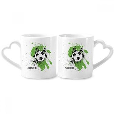 Imagem de Conjunto de canecas de porcelana para casais, esportes, futebol americano, futebol americano, coração