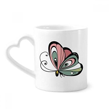 Imagem de Caneca de borboleta de desenho animado em forma de coração de animal caneca de café cerâmica copo de coração de vidro