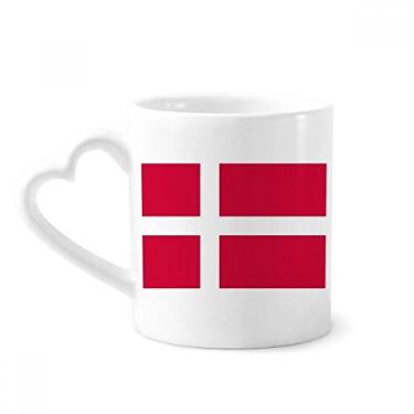Imagem de Caneca com bandeira nacional da Dinamarca Europa país caneca café cerâmica copo de coração de vidro