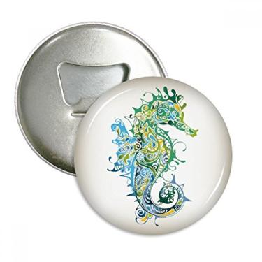 Imagem de Imã de geladeira com estampa de vida marinha de hipocampo colorido, emblema multifuncional