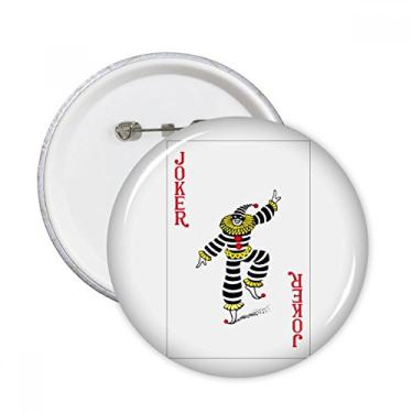 Imagem de Coringa vermelho cartas de baralho padrão pinos redondos crachá botão decoração acessório 5 peças