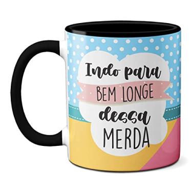 Imagem de Caneca Lhama Divertida Indo Pra Bem Longe Dessa Merda (Preta)