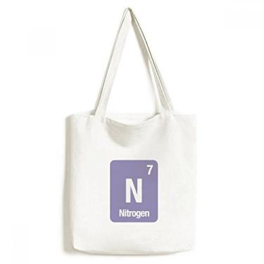 Imagem de N Nitrogen Bolsa de lona com elemento químico ciência bolsa de compras casual