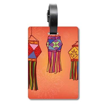 Imagem de Lanterna chinesa ilustração colorida, bolsa de bagagem, etiqueta para cartão de bagagem