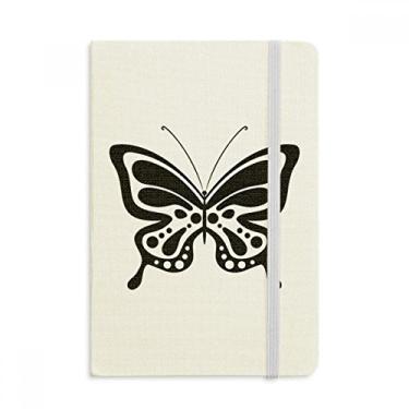 Imagem de Caderno simples desenho de borboleta, preto, capa dura oficial, diário clássico