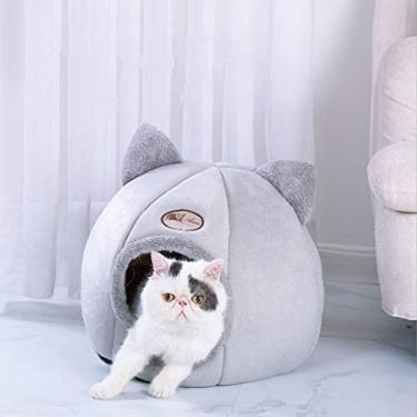 Imagem de ForHe Cute Foldable Cat Bed Nest Cave for Indoor Cat, Removable Semi-Closed Mattress Cage