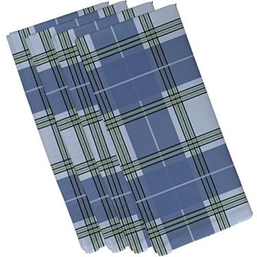 Imagem de E By Design Guardanapo xadrez Big Bad com estampa geométrica, 48 cm por 48 cm, Cadet