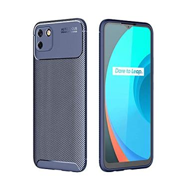 Imagem de Capa Capinha Anti Impacto Para Realme C11 com Tela de 6.52" polegadas - Case Com Desenho Fibra De Carbono Shock Queda (Azul)