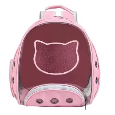 Imagem de Mochila para gatos e cães ate 7 kg, bolsa de transporte respirável para animais de estimação, mochila cápsula espacial para viagens (Rosa)