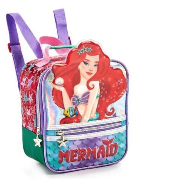 Imagem de Lancheira Térmica Escolar Infantil Menina Sereia Denlex, Vermelho