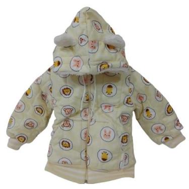 Imagem de Casaco Grosso Bebê Menina Estampado Inverno Lessa Kids 8529, Amarelo, 