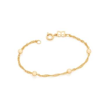 Imagem de Pulseira Rommanel Infantil Fio Cingapura Bolas Ocas 551392