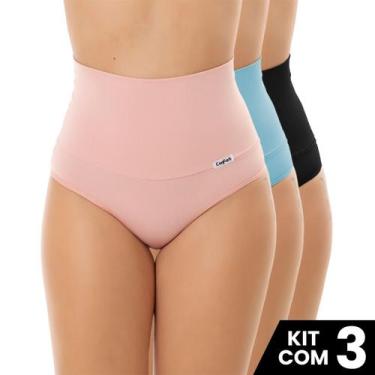 Imagem de Kit 3 Calcinhas cós altokit 3 Calcinhas Cós Alto 15 Cm Aperta Barriga 