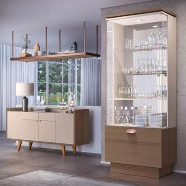 Imagem de Buffet Aparador Melodia e Cristaleira Aura Off/Castanho - HB Móveis, O