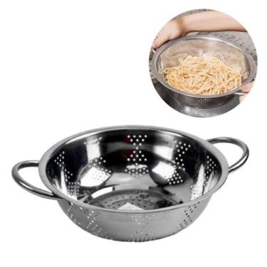 Imagem de Escorredor Massas Macarrão Legumes Frutas Inox C/ Alça 23Cm - FX