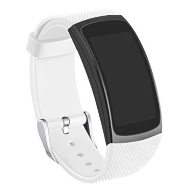 Imagem de Pulseiras de silicone GHIJKL compatíveis com Gear Fit2, pulseira de substituição para Samsung Gear Fit 2 e 2 Pro Tracker, branca