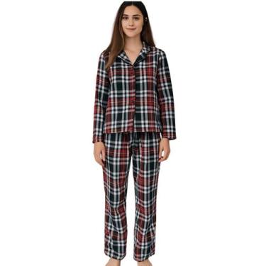 Imagem de Pijama Feminino Manga Longa Na Flanela - Organiky, Xadrez Branco, G