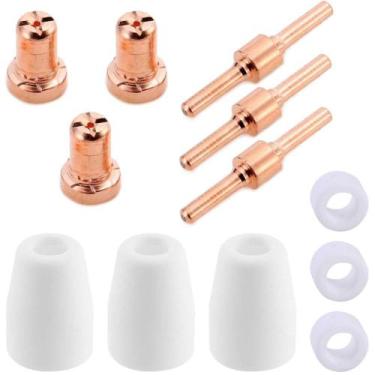 Imagem de Kit PT31: 3 Bicos Longo + 3 Eletrodos Longo + 3 Anel Difusor Cerâmico 