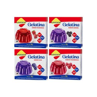 Imagem de Mix 4 gelatinas diet fonte de vit c suco da fruta lowçucar