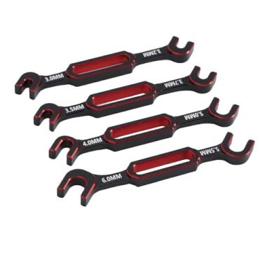 Imagem de SPYMINNPOO Ferramentas Rc, Liga de Alumínio 4 Pcs Rc Nut Ball Joint Removedor Conjunto de Chave, Tamanhos Ajustáveis ​​para Carros e Barcos de Controle Remoto (Vermelho)