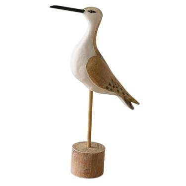 Imagem de Fenteer Estatueta de pássaro marinho, peça central de mesa com base estável, ornamento de mesa náutico, estátua de pássaro marinho para lareira, prateleira, Amarelo Branco