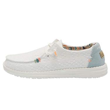 Imagem de Hey Dude Mocassim feminino Wendy Boho sem cadarço, Branco/crochê, 36