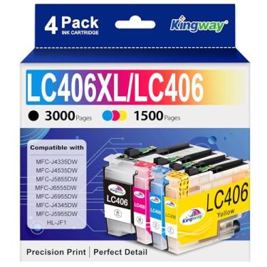 Imagem de KINGWAY LC406XL LC406 Cartuchos de tinta para substituição de impressora Brother LC406 para impressora MFC-J4335DW MFC-J4535DW MFC-J5855DW MFC-J5855DW MFC-J6555DW MFC-J6955DW MFC-J4345DW HL-JF1