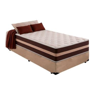 Imagem de Cama Box Solteiro 88 Suede Bege Com Colchão Little Angel Mola Superlastic 63x88x188cm