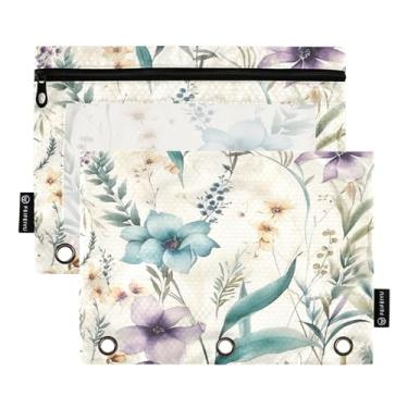 Imagem de Wassud Flowerful Meadow Pacote com 2 Pastas de Fichário Pastas de Bolso com 3 Furos, Pasta Organizadora de Fichários para Casa, Escritório