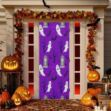 Imagem de Wassud Decoração de porta de lápides de desenho animado banner interno externo decoração de casa de varanda grande decoração de porta da frente 96 x 98 polegadas