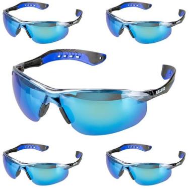 Imagem de Kit 5 Óculos Jamaica Segurança Espelhado De Proteção Kalipso, Azul Esp