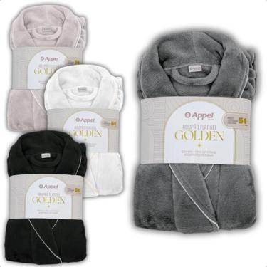 Imagem de Roupão Banho Unissex Adulto Golden Microfibra Flannel Manga Longa - Ap