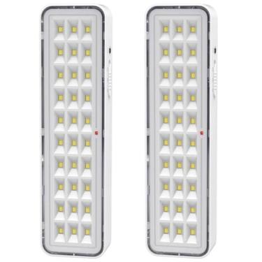 Imagem de Kit 2 Luminária Emergência Lâmpada Luz Recarregável Bivolt - Bmax