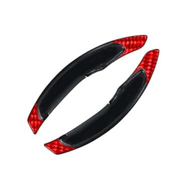 Imagem de Capa de acabamento de extensão de câmbio para volante em fibra de carbono vermelho ABS, para Eclipse Cross 2018-19, para Lancer 2008-16, para Outlander 2006-22 Auto 2 peças