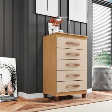Imagem de Comoda 5 Gavetas 57 Cm Moden 2259 Carvalho Am Off White Incp